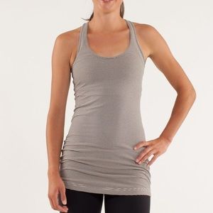 EUC Lululemon Swiftly Tech gray/white striped tank
